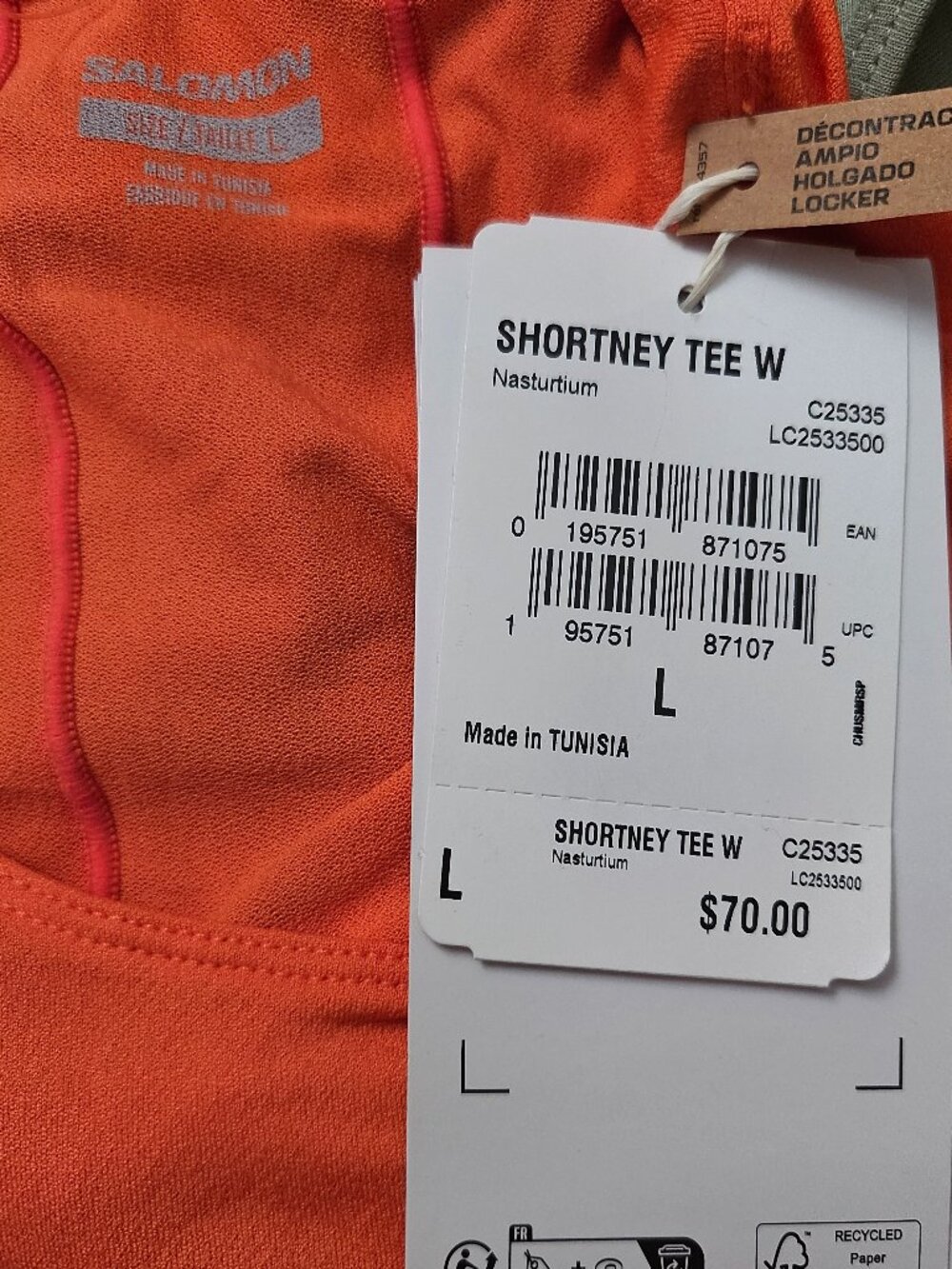 Salomon Shortney Tee Orange L & The North Face TerrainPlus Tank Tea Green 1X NWT - Picture 4 of 9